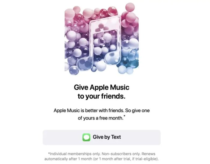Apple music gift subscriptions to friends