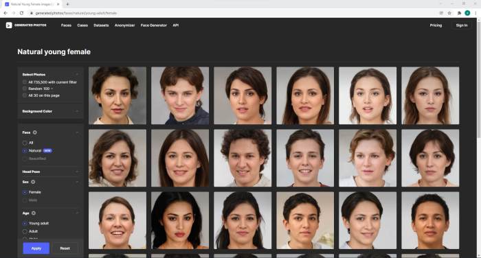 Website uses ai to continuously generate fake faces